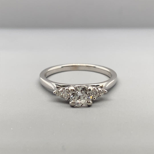 9ct White Gold Diamond Ring (c. 0.50-0.55ct) - Size N